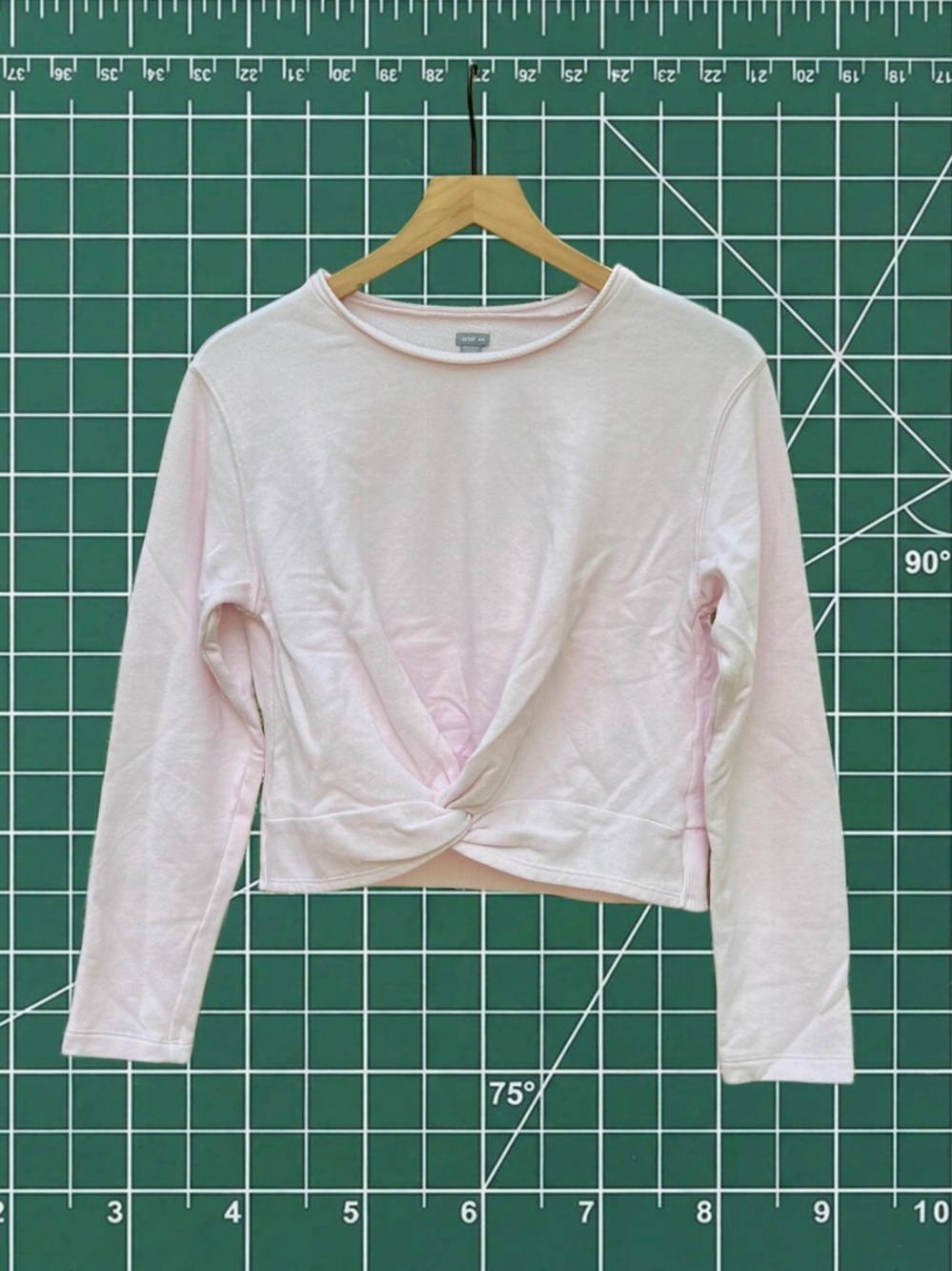 Aerie Pink Long Sleeve Terry Cloth Crop Loungewear Top With Twist Front Size M